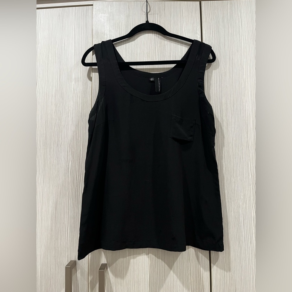 Olivaceous | 100% Silk Tank Top | Black | Size‎ Large